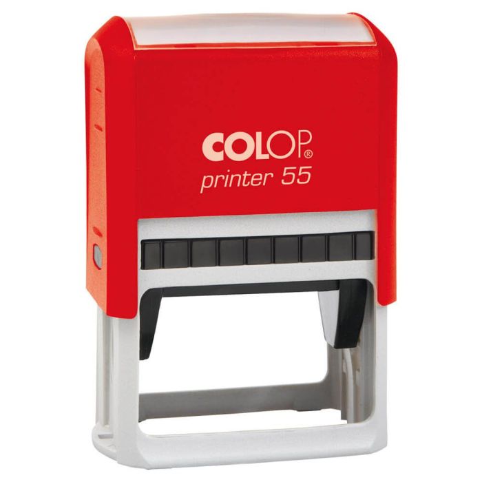 COLOP Printer 55 – individueller Stempel 60 × 40 mm, 8 Zeilen – Gehäusefarbe Rot