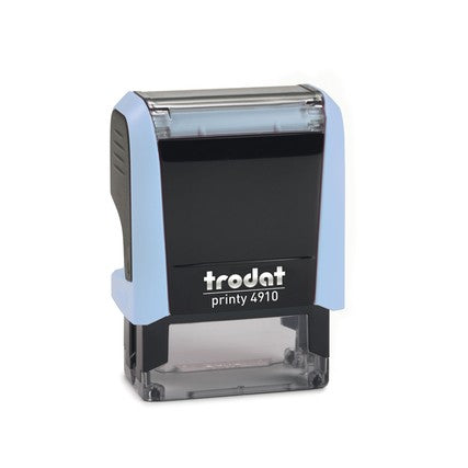 Trodat 4910 – individueller Stempel 26 × 9 mm – Gehäusefarbe Pastell Blau