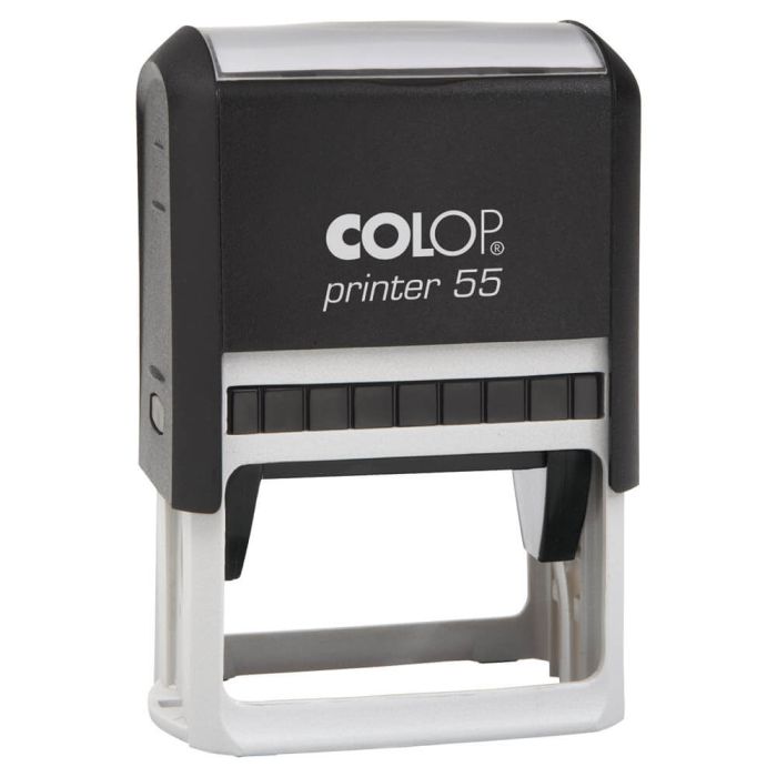 COLOP Printer 55 – individueller Stempel 60 × 40 mm, 8 Zeilen – Gehäusefarbe Schwarz