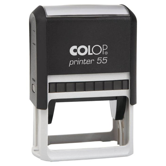 COLOP Printer 55 – individueller Stempel 60 × 40 mm, 8 Zeilen – Gehäusefarbe Schwarz