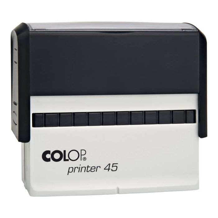 COLOP Printer 45 – individueller Stempel 82 × 25 mm, 6 Zeilen – Gehäusefarbe Schwarz
