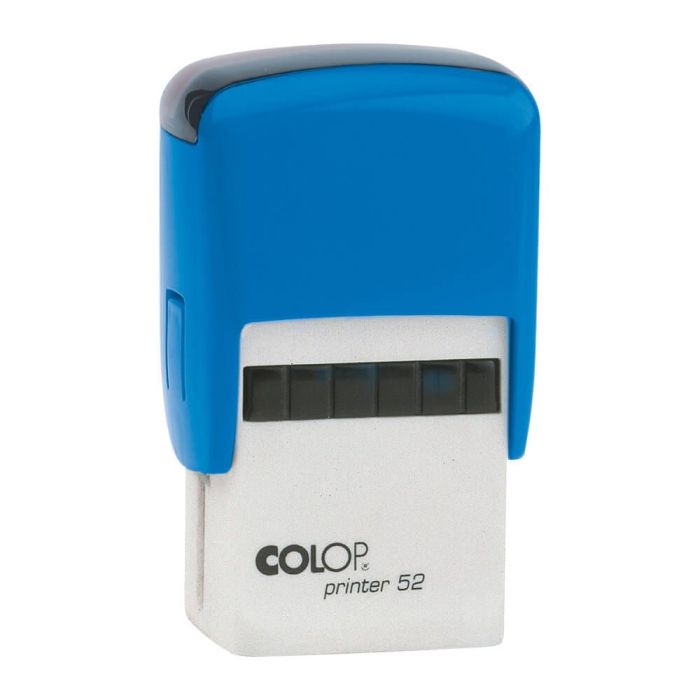 COLOP Printer 52 – individueller Stempel 30 × 20 mm, 5 Zeilen – Gehäusefarbe Blau