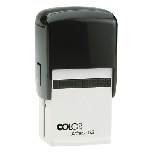 COLOP Printer 53 – individueller Stempel 45 × 30 mm, 4 Zeilen – Gehäusefarbe Schwarz