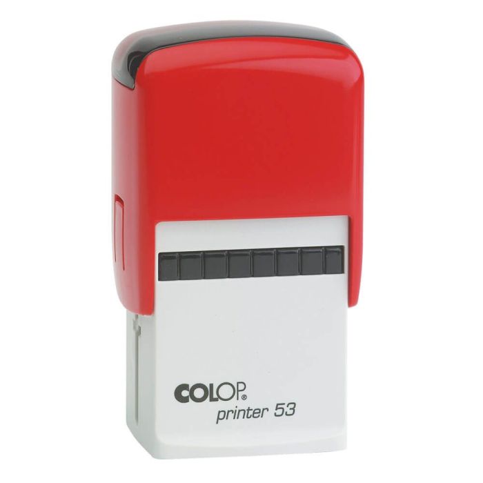 COLOP Printer 53 – individueller Stempel 45 × 30 mm, 4 Zeilen – Gehäusefarbe Rot