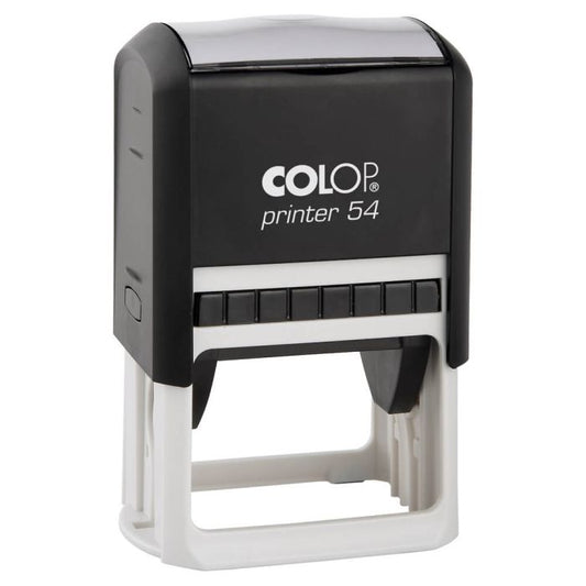 COLOP Printer 54 – individueller Stempel 50 × 40 mm, 8 Zeilen – Gehäusefarbe Schwarz