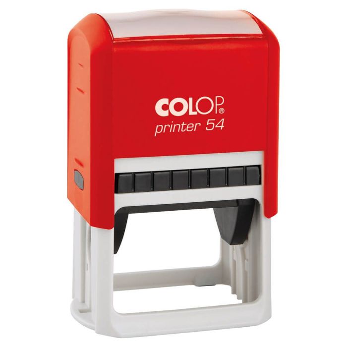 COLOP Printer 54 – individueller Stempel 50 × 40 mm, 8 Zeilen – Gehäusefarbe Rot