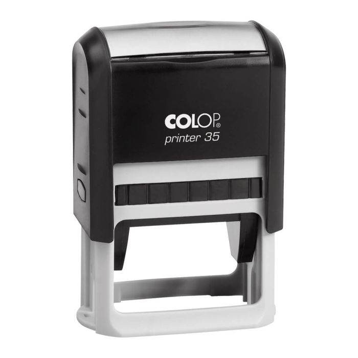 COLOP Printer 35 – individueller Stempel 50 × 30 mm, 6 Zeilen – Gehäusefarbe Schwarz