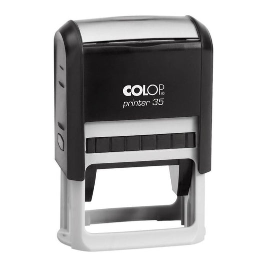 COLOP Printer 35 – individueller Stempel 50 × 30 mm, 6 Zeilen – Gehäusefarbe Schwarz