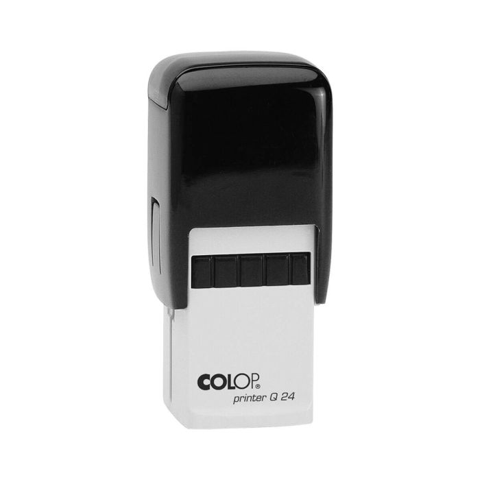 COLOP Printer Q 24 – individueller Stempel 24 × 24 mm, 6 Zeilen – Gehäusefarbe Schwarz