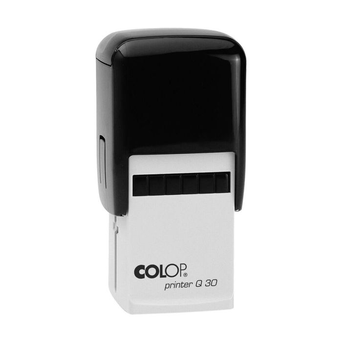 COLOP Printer Q 30 – individueller Stempel 31 × 31 mm, 7 Zeilen – Gehäusefarbe Schwarz
