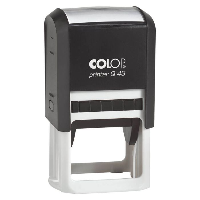 COLOP Printer Q 43 – individueller Stempel 43 × 43 mm, 10 Zeilen – Gehäusefarbe Schwarz