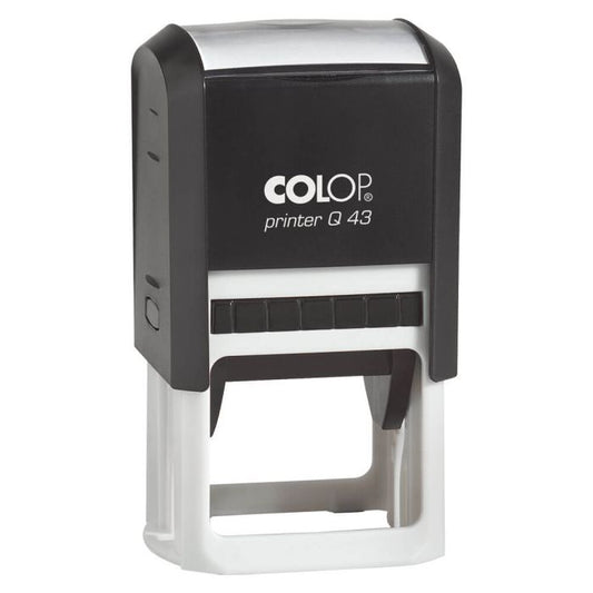 COLOP Printer Q 43 – individueller Stempel 43 × 43 mm, 10 Zeilen – Gehäusefarbe Schwarz