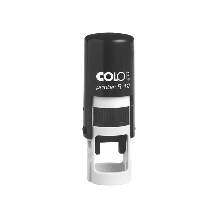 COLOP Printer R 12 – individueller Stempel Ø 12 mm, 2 Zeilen – Gehäusefarbe Schwarz