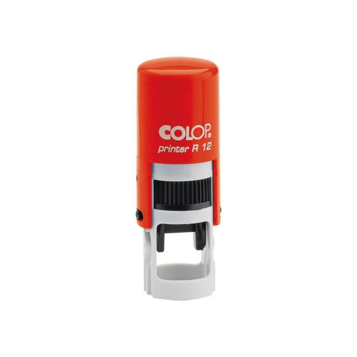 COLOP Printer R 12 – individueller Stempel Ø 12 mm, 2 Zeilen – Gehäusefarbe Rot