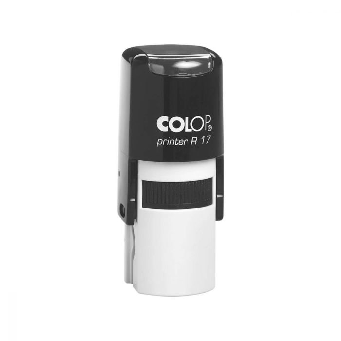 COLOP Printer R 17 – individueller Stempel Ø 17 mm, 3 Zeilen – Gehäusefarbe Schwarz