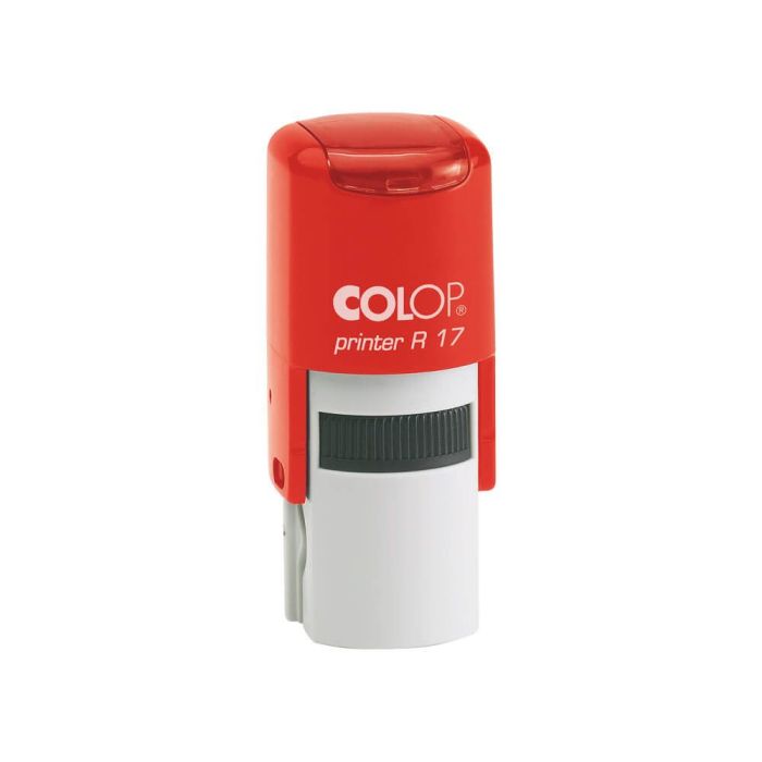 COLOP Printer R 17 – individueller Stempel Ø 17 mm, 3 Zeilen – Gehäusefarbe Rot