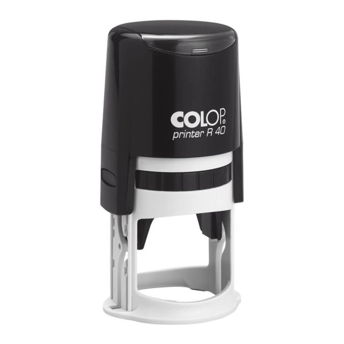 COLOP Printer R 40 – individueller Stempel Ø 40 mm, 7 Zeilen – Gehäusefarbe Schwarz