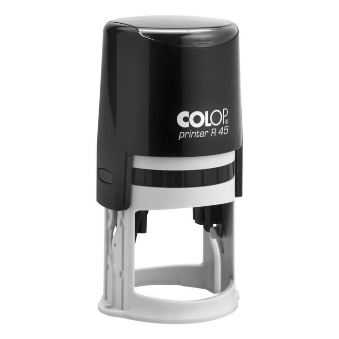 COLOP Printer R 45 – individueller Stempel Ø 45 mm, 9 Zeilen – Gehäusefarbe Schwarz