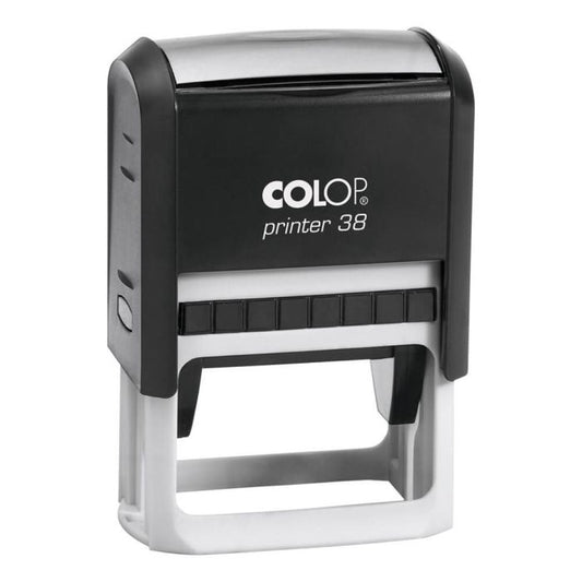 COLOP Printer 38 – individueller Stempel 56 × 33 mm, 7 Zeilen – Gehäusefarbe Schwarz