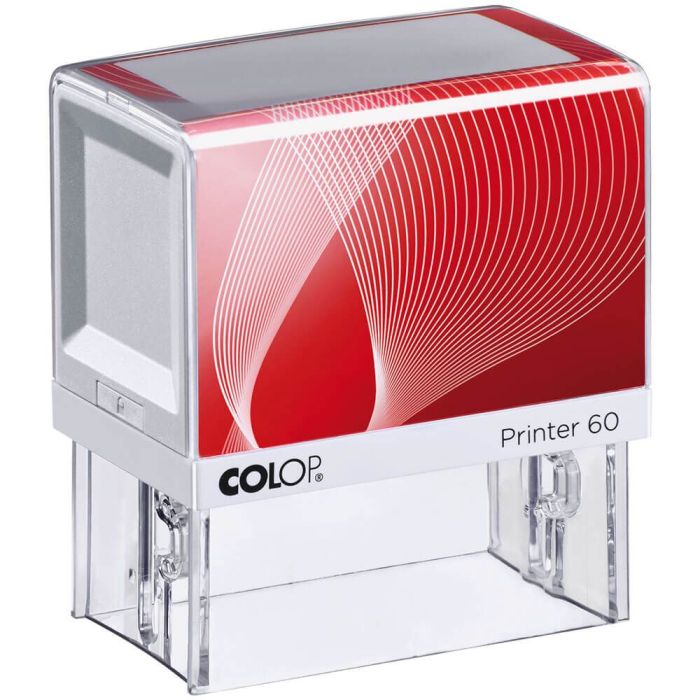 COLOP Printer 60 – individueller Stempel 76 × 37 mm, 8 Zeilen – Gehäusefarbe Weiß