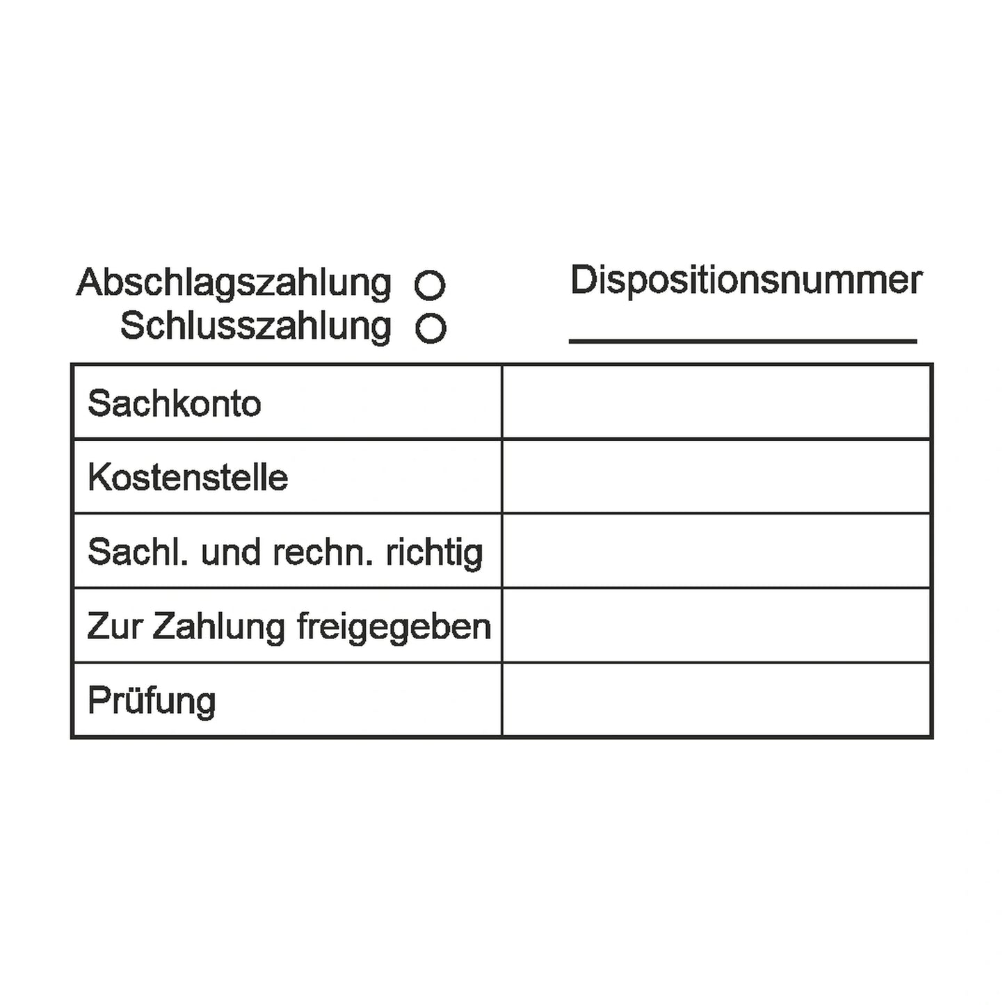 Abschlags- und Schlusszahlungsprüfstempel – Stempelabdruck