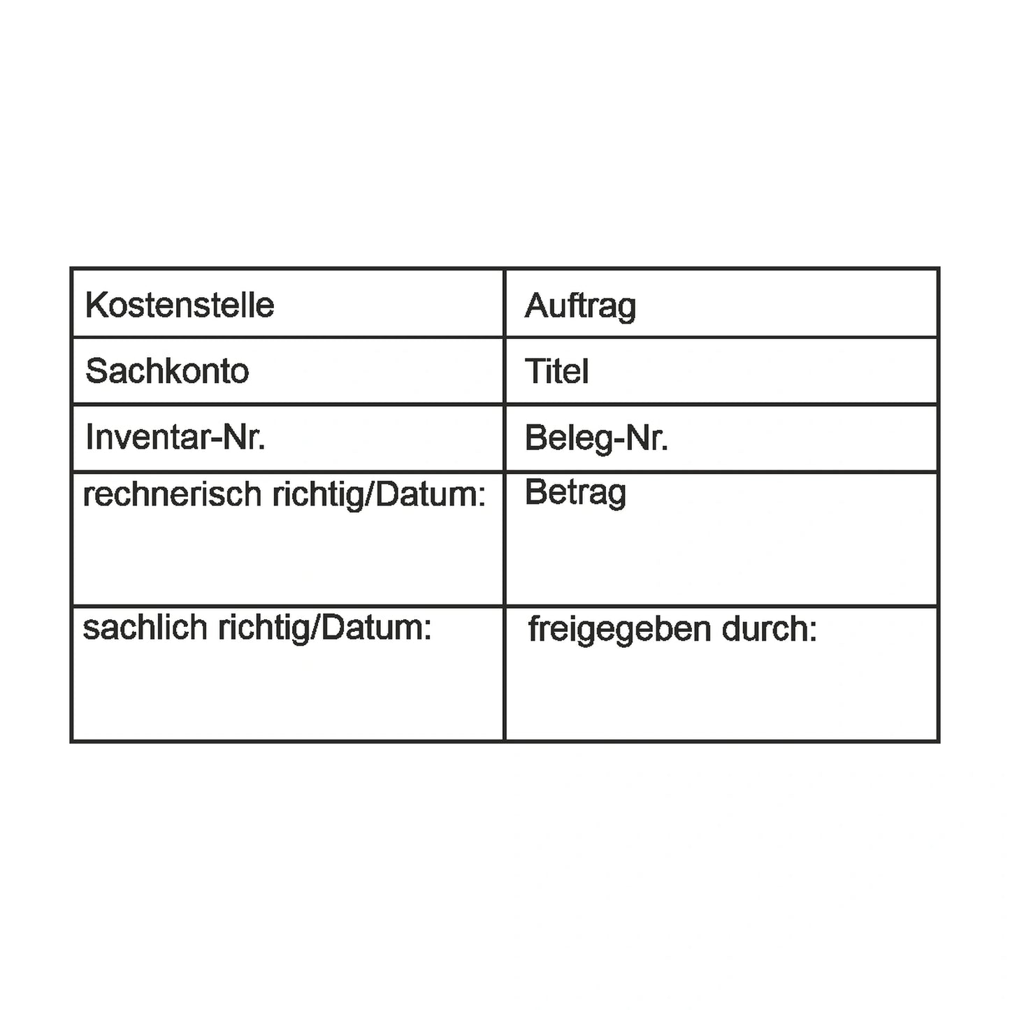 Kontierungsstempel Auftrag & Inventarnummer – Stempelabdruck