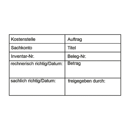 Kontierungsstempel Auftrag & Inventarnummer – Stempelabdruck