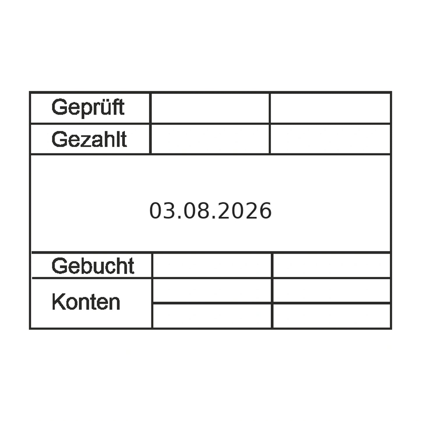 Buchhaltungsstempel Geprüft, gezahlt & gebucht – Stempelabdruck