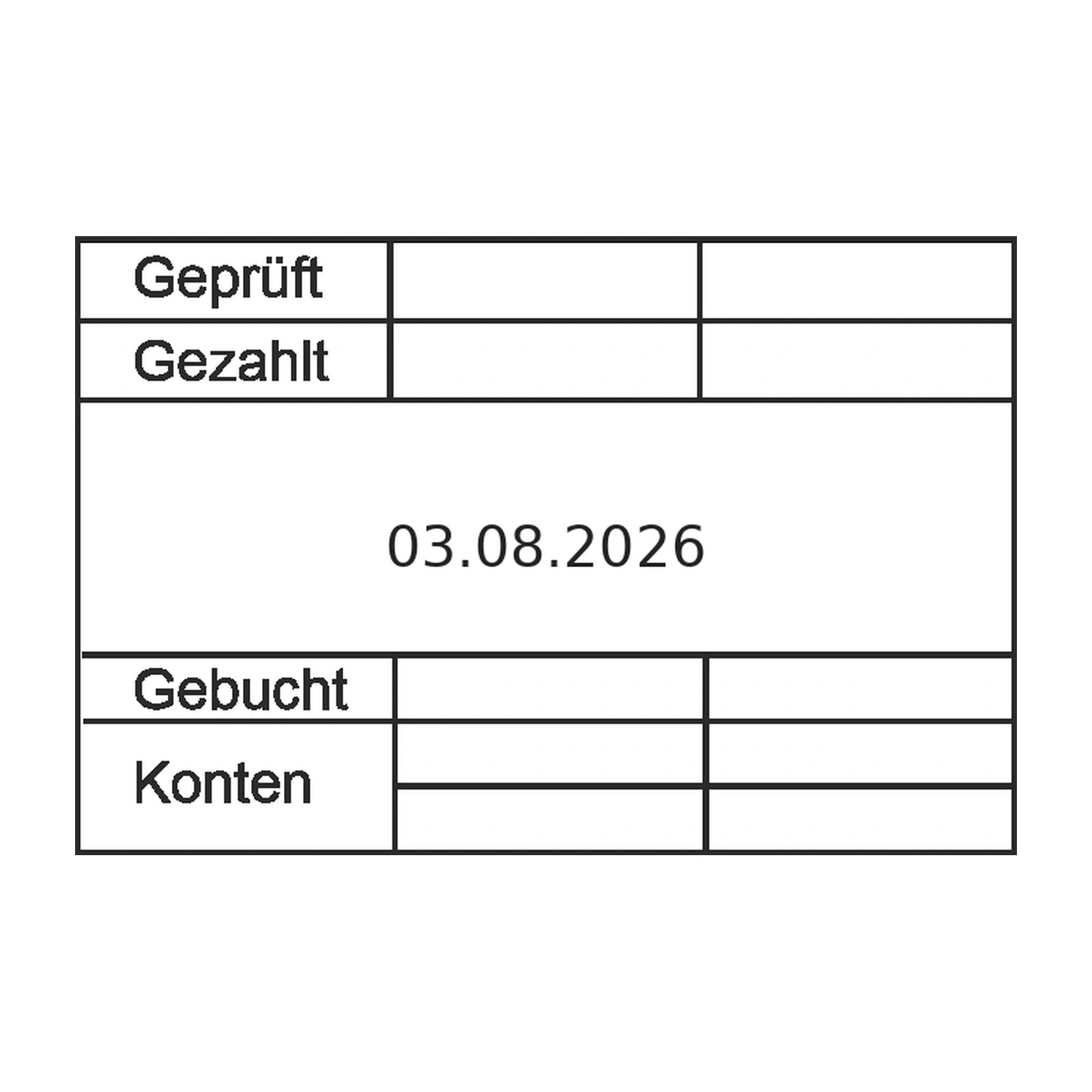 Buchhaltungsstempel Geprüft, gezahlt & gebucht – Stempelabdruck