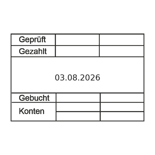 Buchhaltungsstempel Geprüft, gezahlt & gebucht – Stempelabdruck