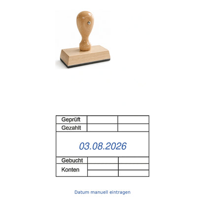 Buchhaltungsstempel Geprüft, gezahlt & gebucht – Stempelgerät mit Abdruck