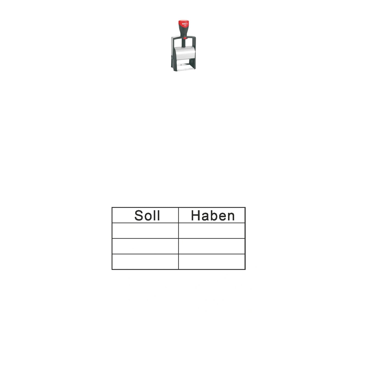 Kontierungsstempel Soll & Haben – Stempelgerät mit Abdruck