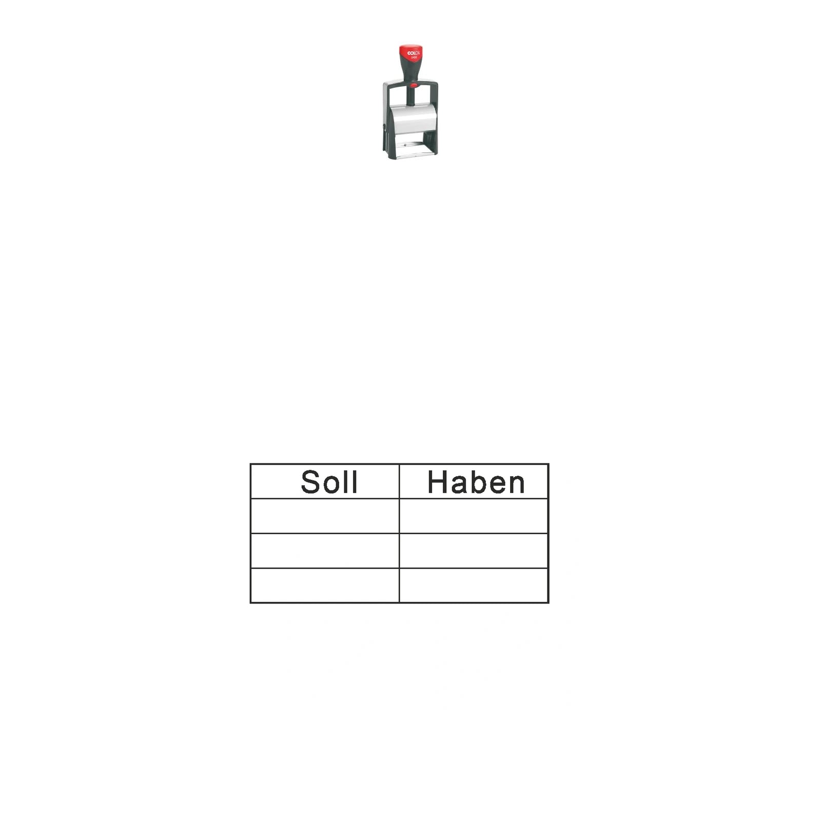 Kontierungsstempel Soll & Haben – Stempelgerät mit Abdruck