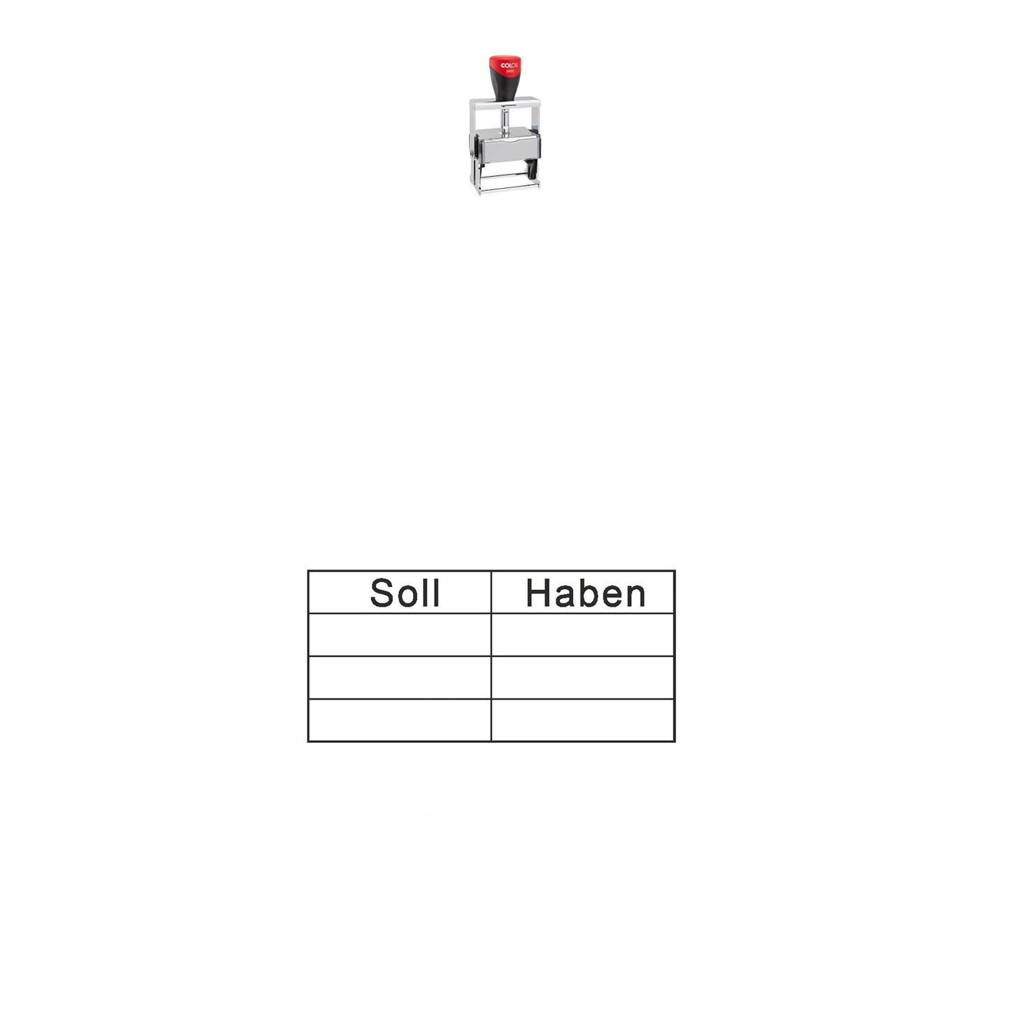 Kontierungsstempel Soll & Haben – Stempelgerät mit Abdruck