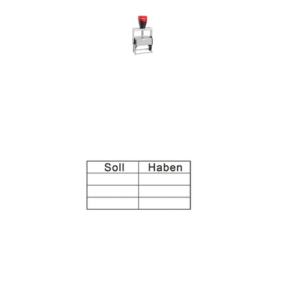 Kontierungsstempel Soll & Haben – Stempelgerät mit Abdruck
