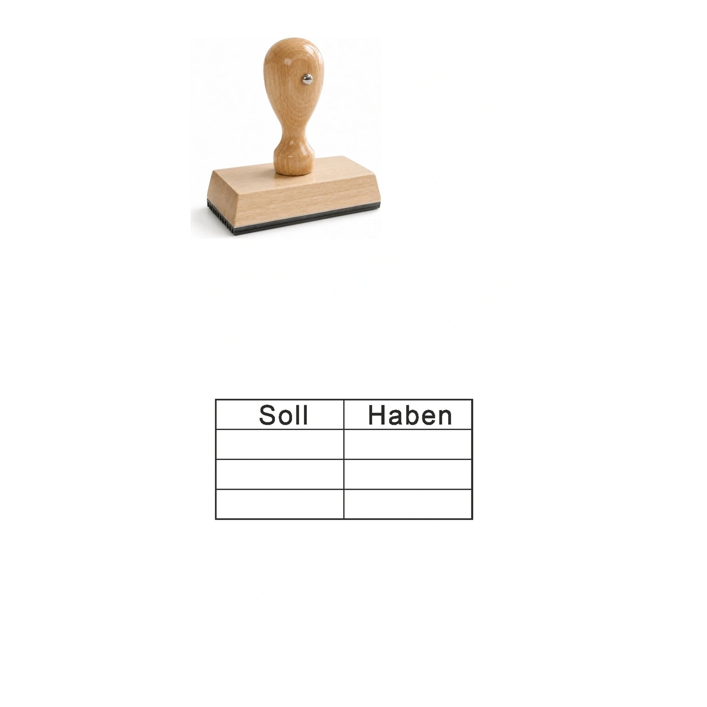 Kontierungsstempel Soll & Haben – Stempelgerät mit Abdruck