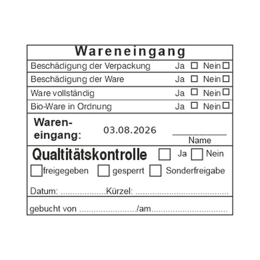 HACCP-Wareneingangsstempel Qualität & Freigabe – Stempelabdruck