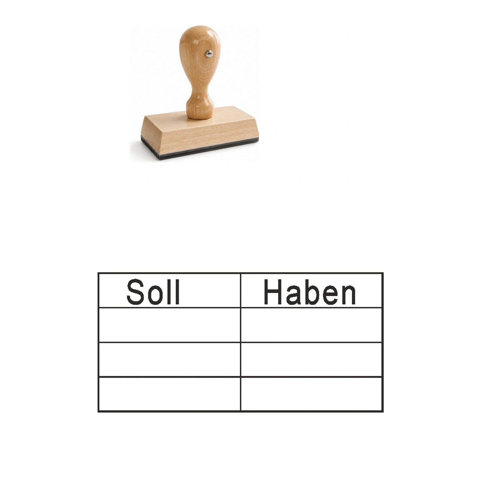 Kontierungsstempel Soll & Haben – Stempelgerät mit Abdruck