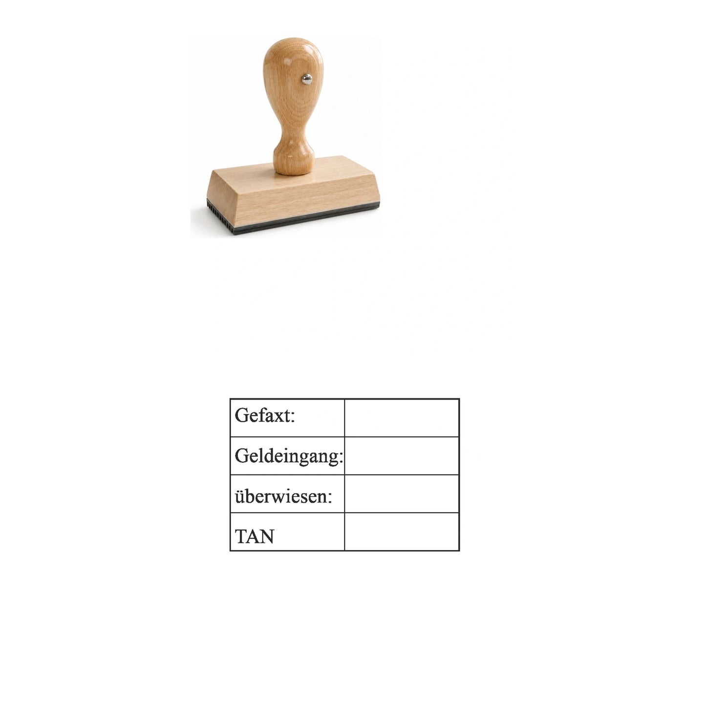 Fax- und Zahlungsvorgangsstempel – Stempelgerät mit Abdruck