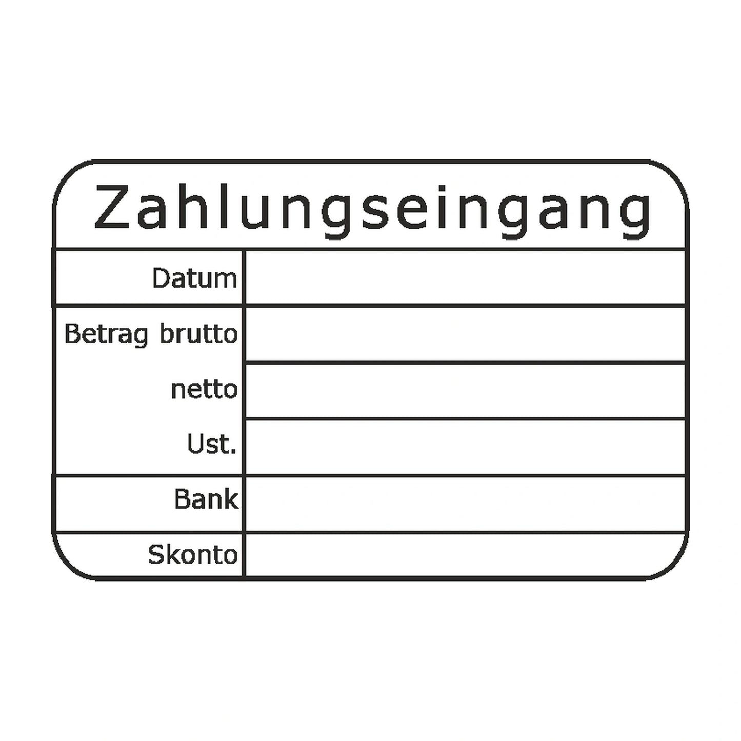 Zahlungseingangsstempel Brutto, Netto & Skonto – Stempelabdruck