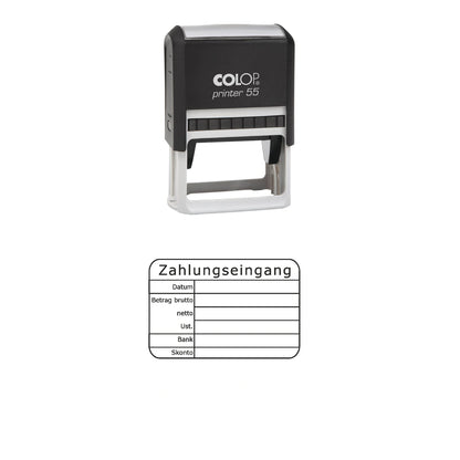 Zahlungseingangsstempel Brutto, Netto & Skonto – Stempelgerät mit Abdruck