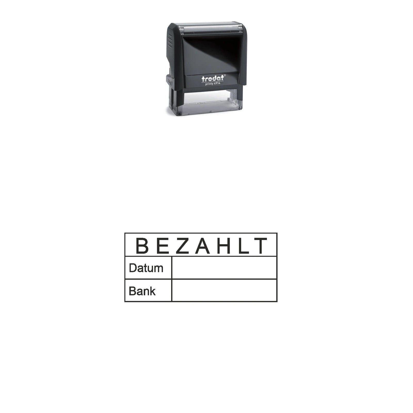 Bezahltstempel Datum & Bank – Stempelgerät mit Abdruck