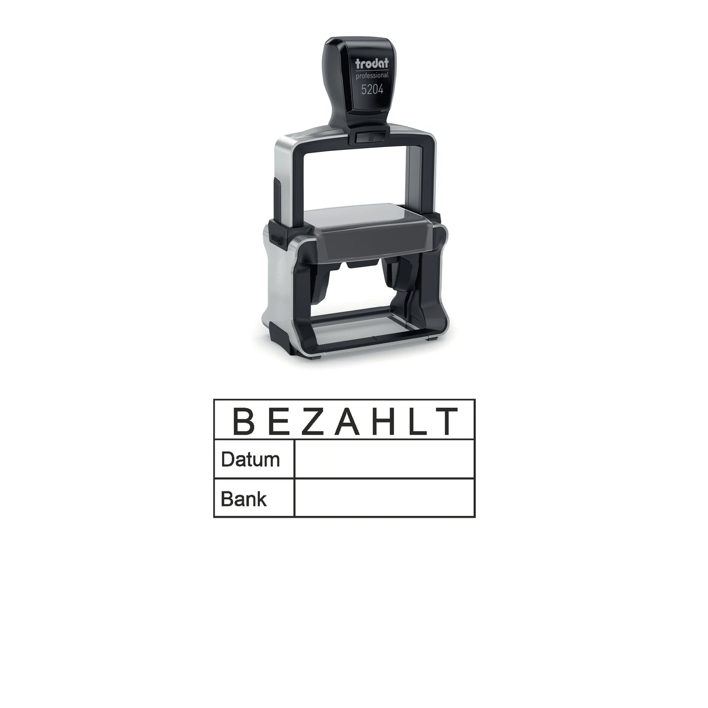 Bezahltstempel Datum & Bank – Stempelgerät mit Abdruck