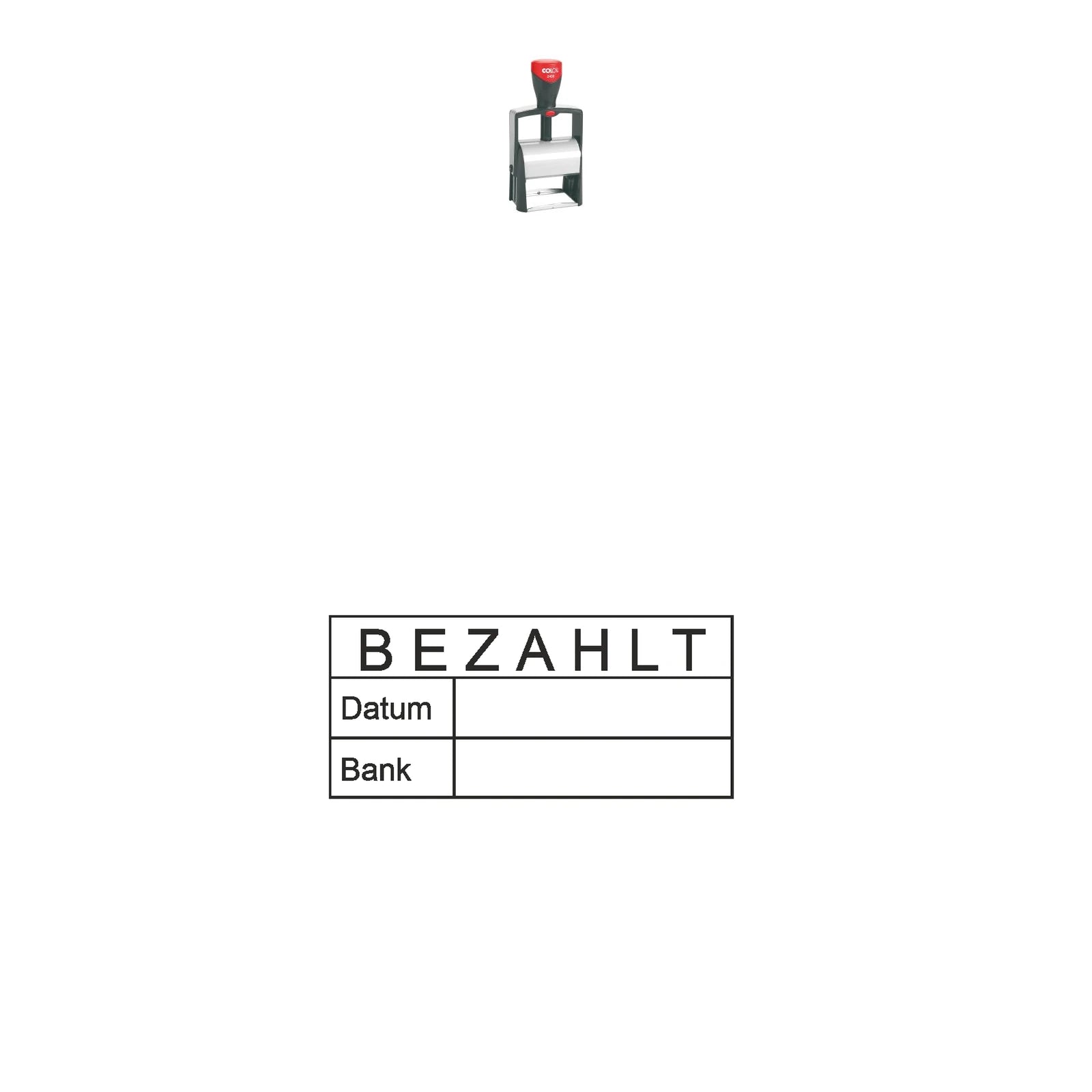 Bezahltstempel Datum & Bank – Stempelgerät mit Abdruck
