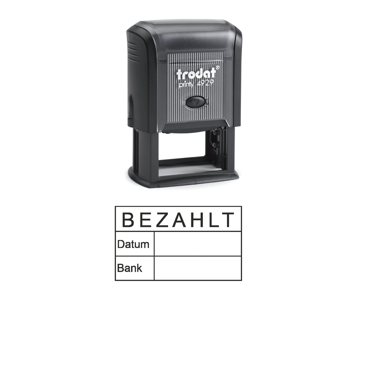 Bezahltstempel Datum & Bank – Stempelgerät mit Abdruck