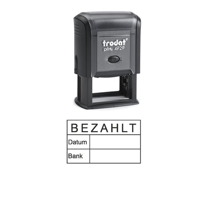 Bezahltstempel Datum & Bank – Stempelgerät mit Abdruck