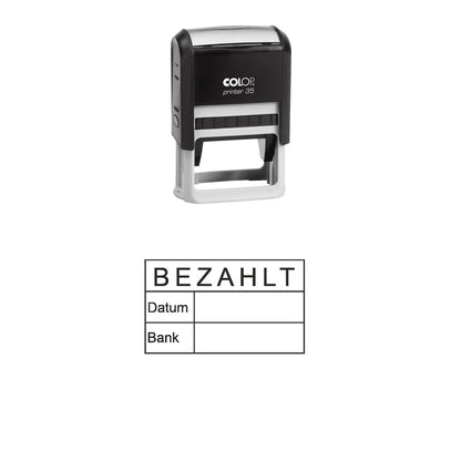 Bezahltstempel Datum & Bank – Stempelgerät mit Abdruck