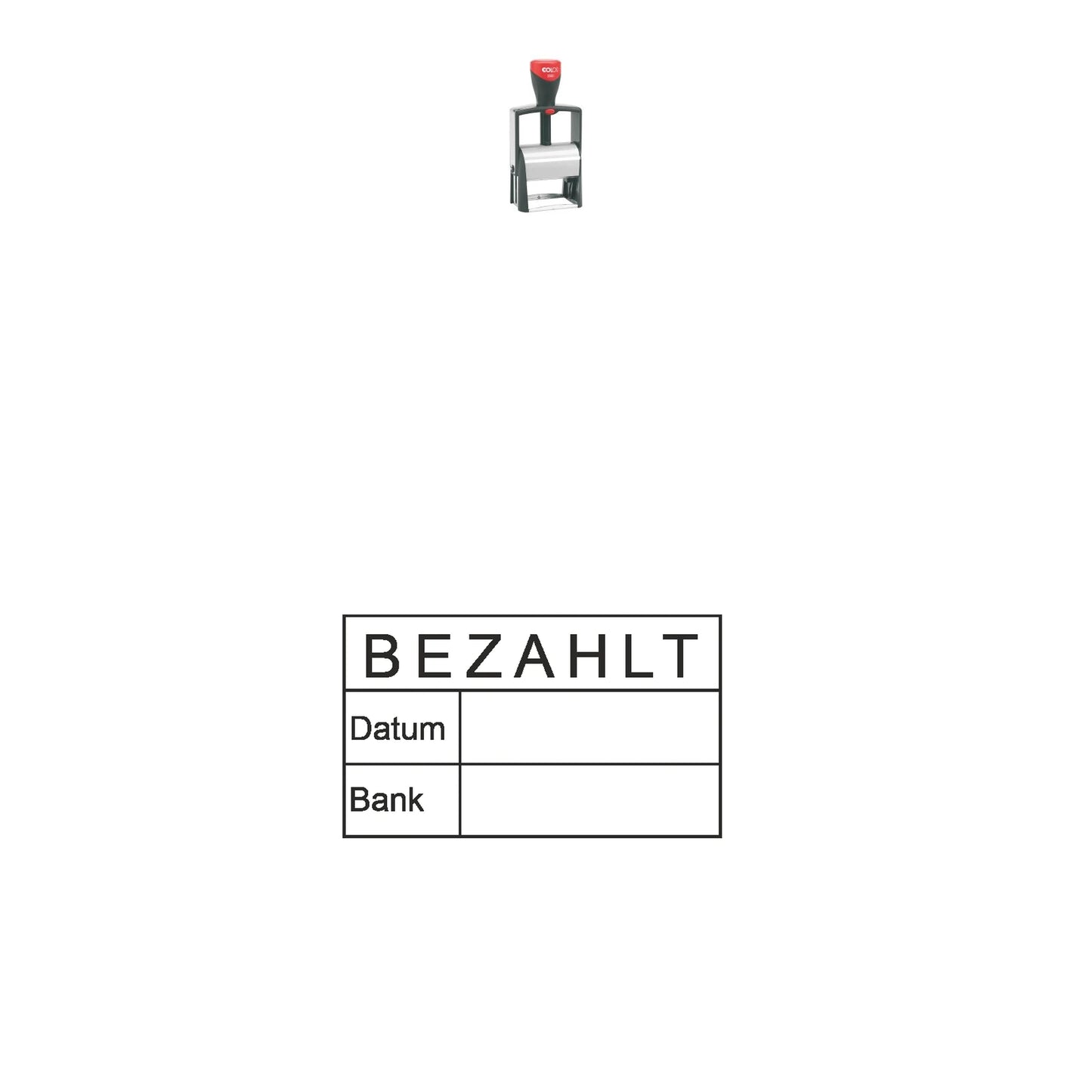 Bezahltstempel Datum & Bank – Stempelgerät mit Abdruck