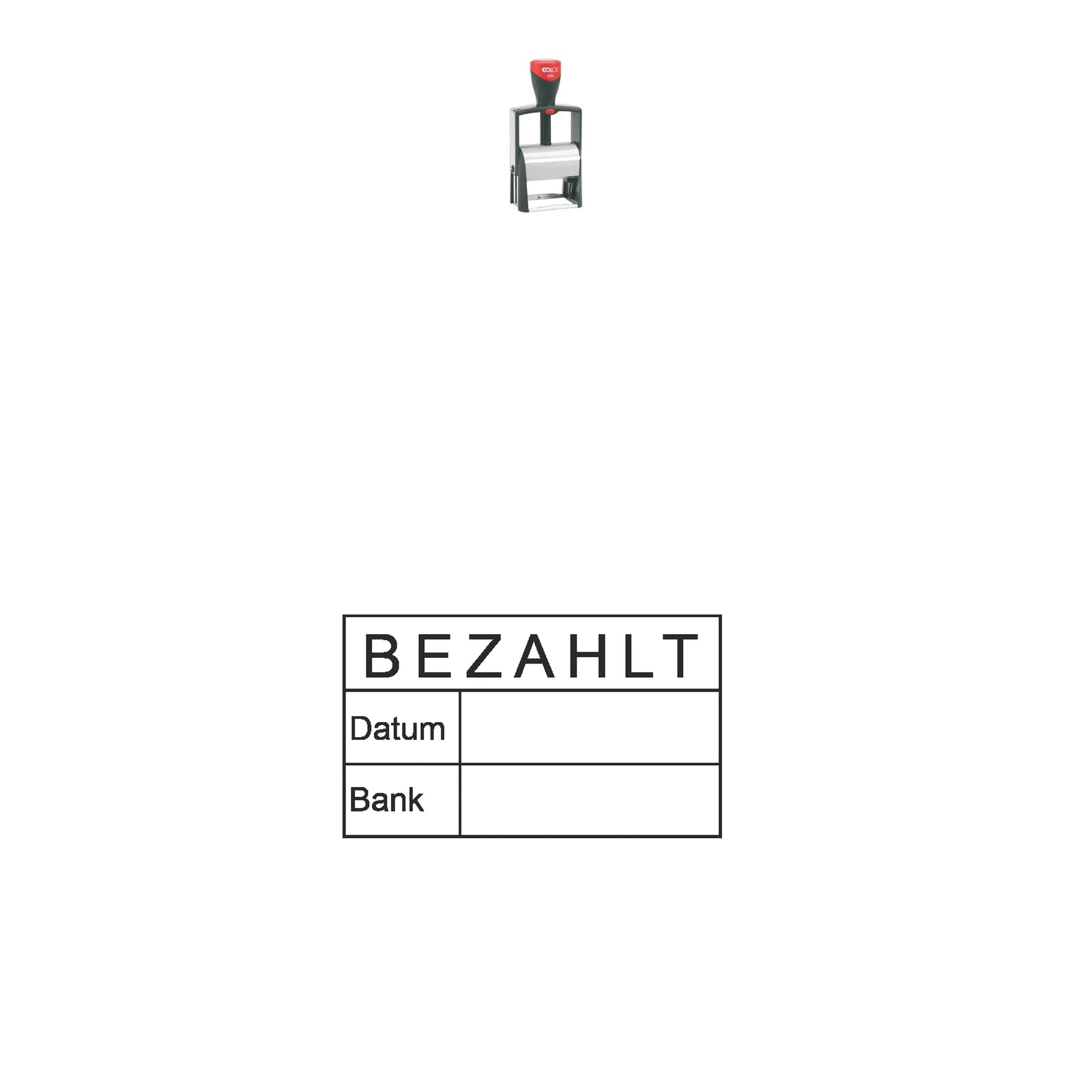 Bezahltstempel Datum & Bank – Stempelgerät mit Abdruck