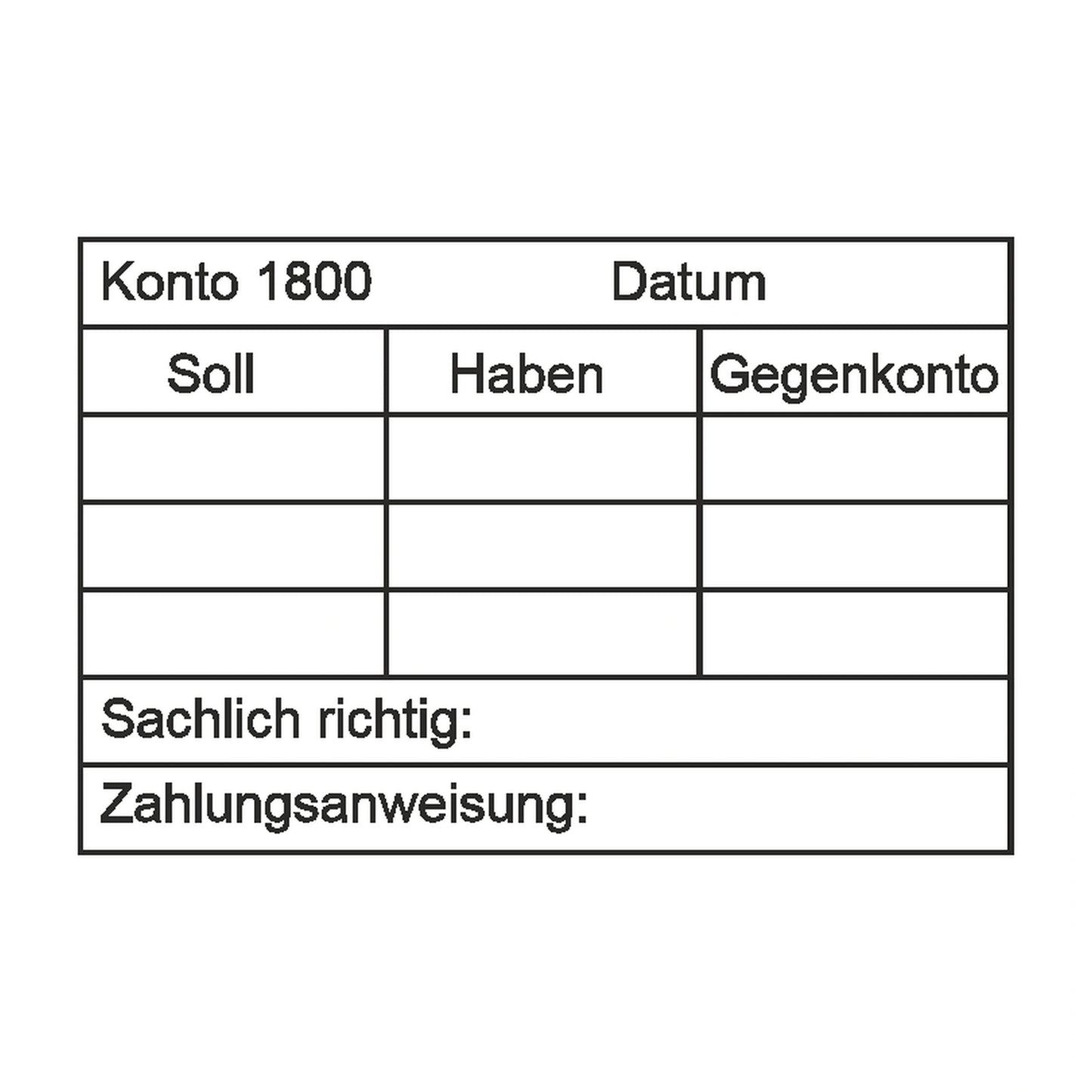Kontierungsstempel Konto 1800 & Zahlungsanweisung – Stempelabdruck